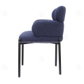 Matt blue metal velvet fabric Sylvie dining chair